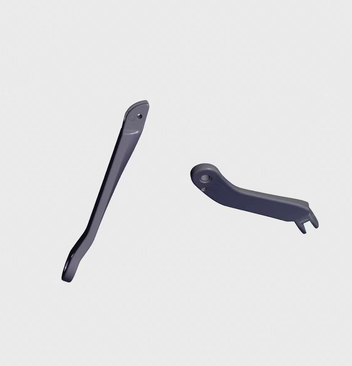 CAD render of both carbon fiber wiper arms for 718 and 991 shown from alternate angles