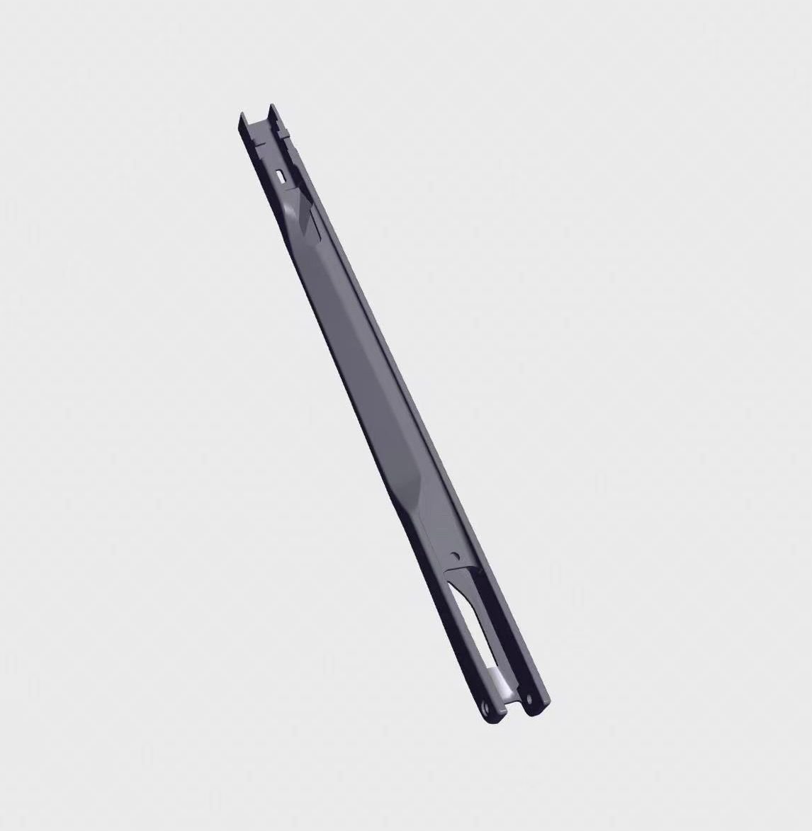 CAD render of the driver-side carbon fiber wiper arm showing the full-length profile