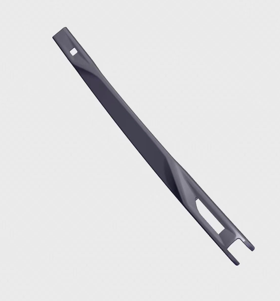 CAD render of the carbon fiber wiper arm showing the clip-end cutout detail